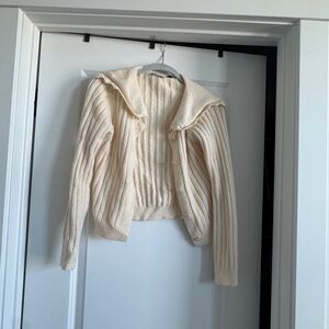 HYFVE Cream Ribbed Cardigan